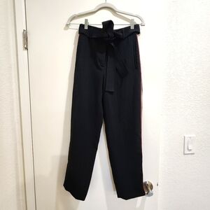Aritzia Wilfred Jallade Black Crepe Pants With Side Stripe